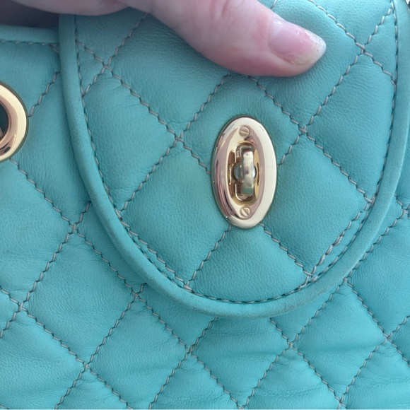 Eric Javits Sage Green Quilted Leather Chain Top Handle Bag - Picture 4 of 6